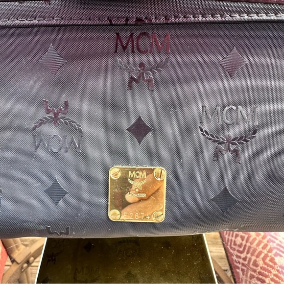 MCM Black Monogram Gold Hardware Box Kelly Top Handle Satchel Bag - Picture 13 of 15